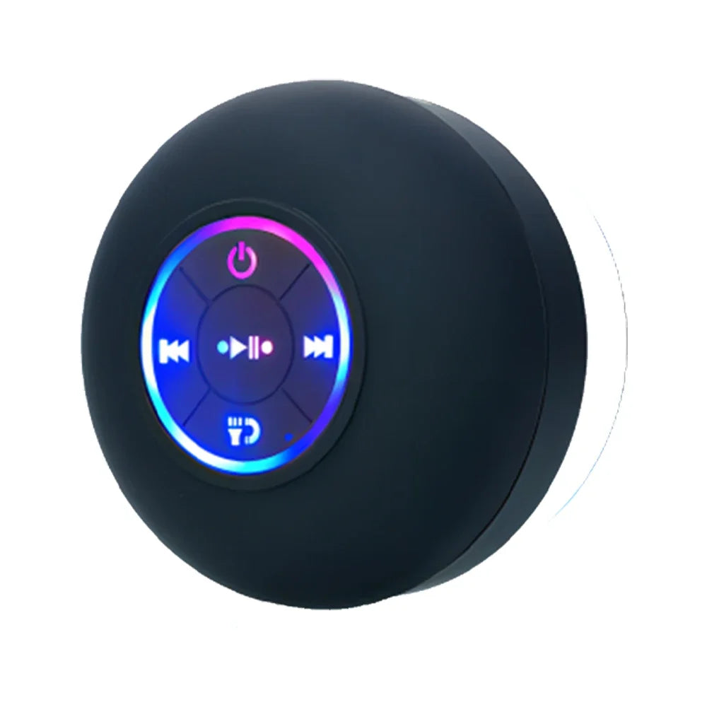 Portable Wireless Bluetooth Speaker LED Light IPX4 Waterproof Loudspeaker Outdoor Bathroom Large Suction Cup Stereo Sound Box
