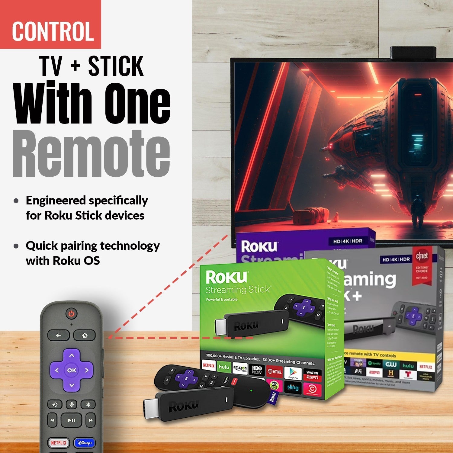 Anderic Substitute for Roku RC-AL4 TV Streaming Remote Control 3226000437 [RCGZ1, NO GAME KEYS / FINDER]