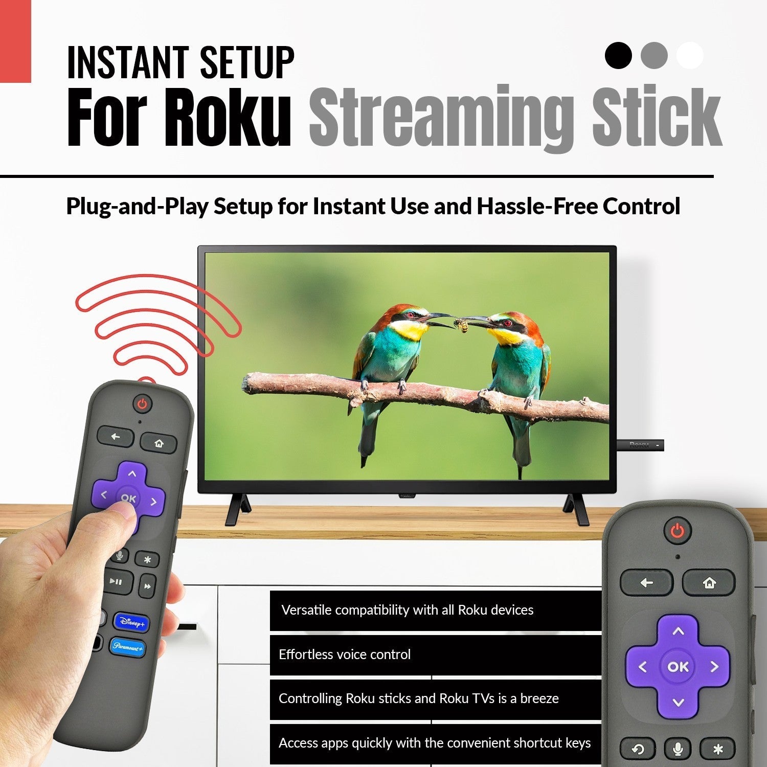 Anderic Substitute for Roku RC-AL4 TV Streaming Remote Control 3226000437 [RCGZ1, NO GAME KEYS / FINDER]