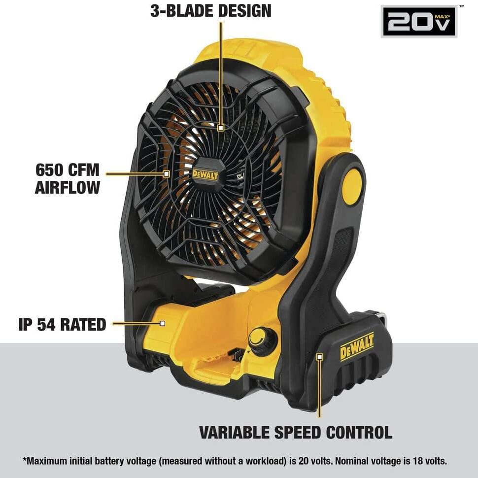 DEWALT DCE512B 20V MAX* Cordless Lithium Ion Jobsite Fan (Tool Only)