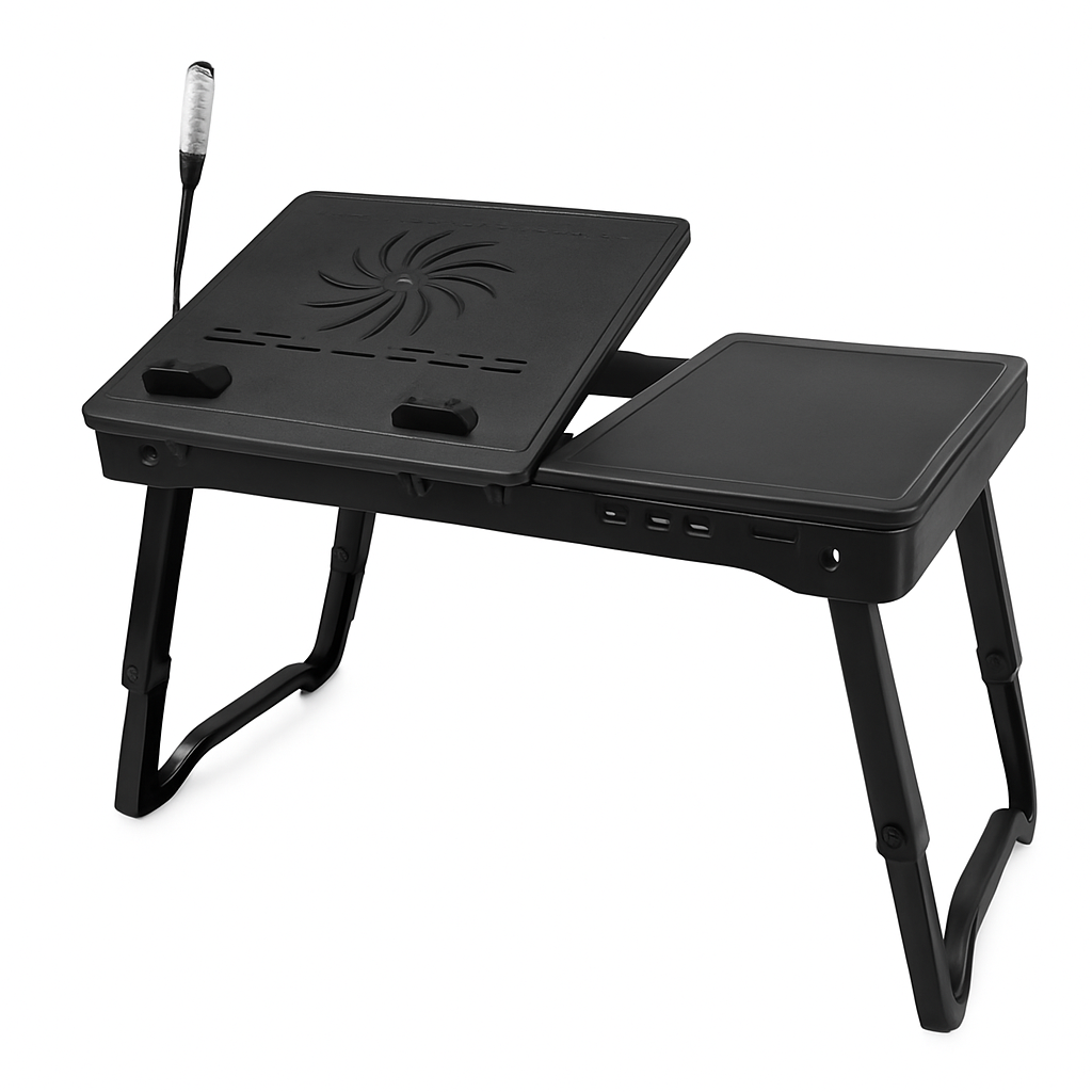 Foldable Laptop Bed Desk with Cooling Fan & LED Light