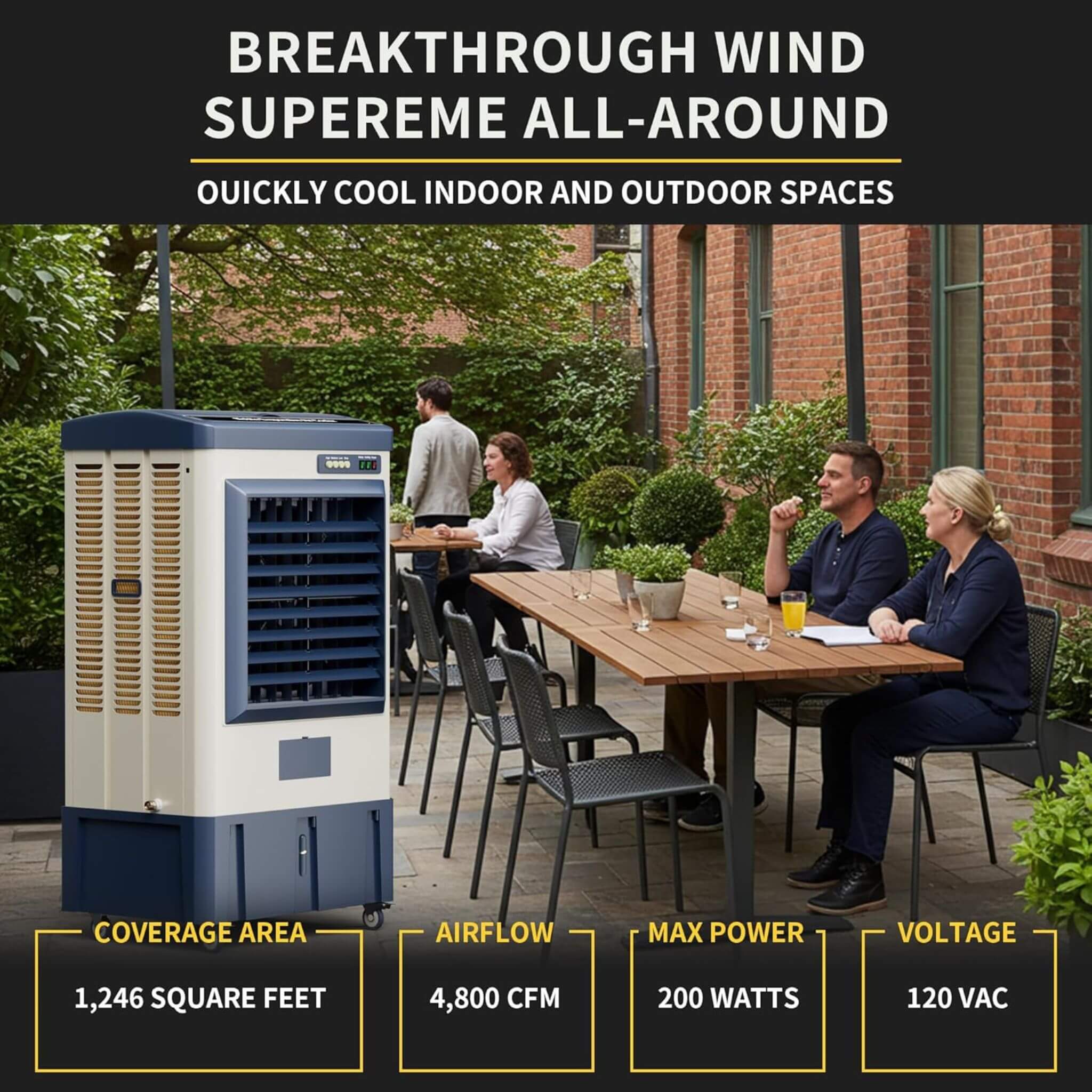 Heavy-Duty Industrial Outdoor Swamp Cooling Fan with Auto Fill