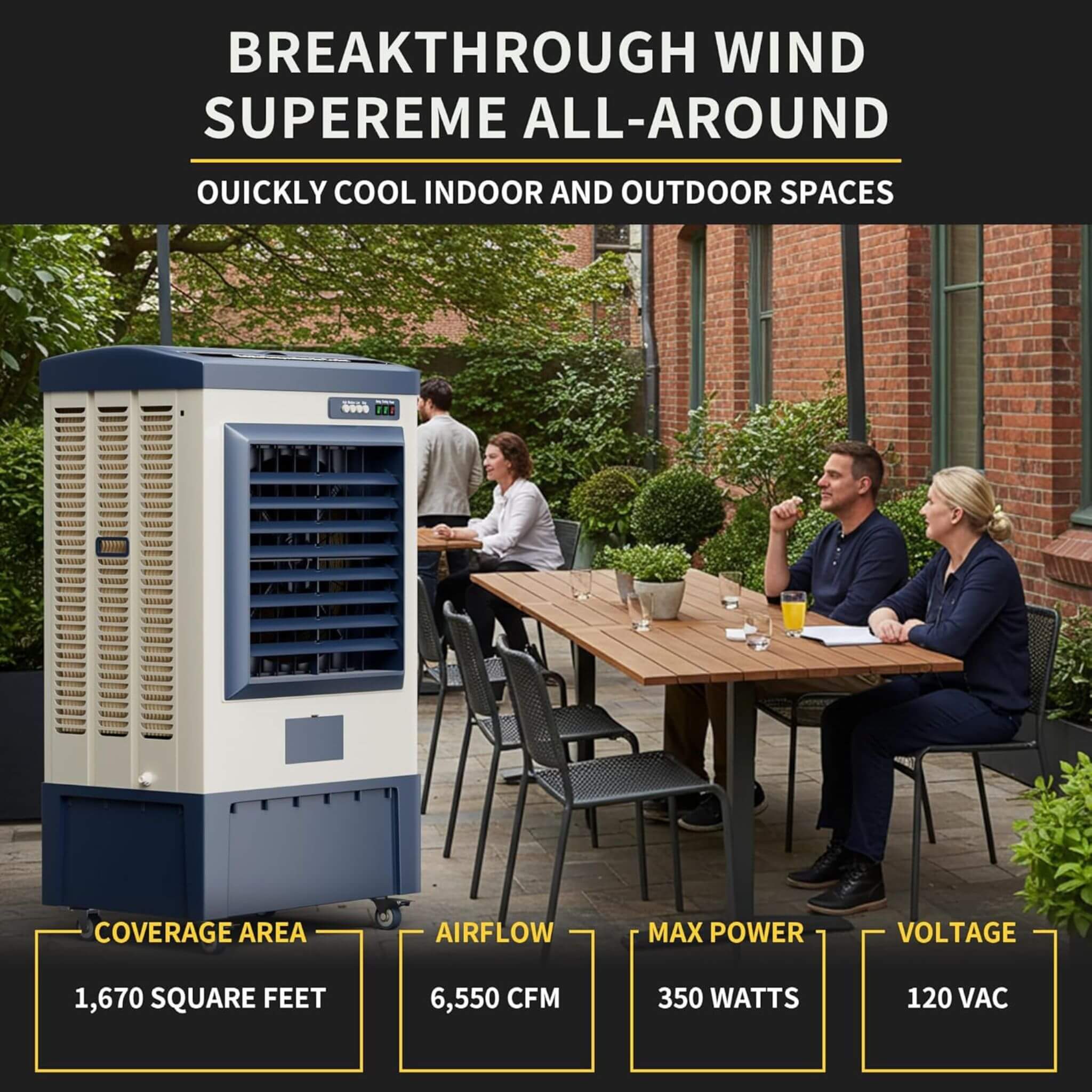 Heavy-Duty Industrial Outdoor Swamp Cooling Fan with Auto Fill