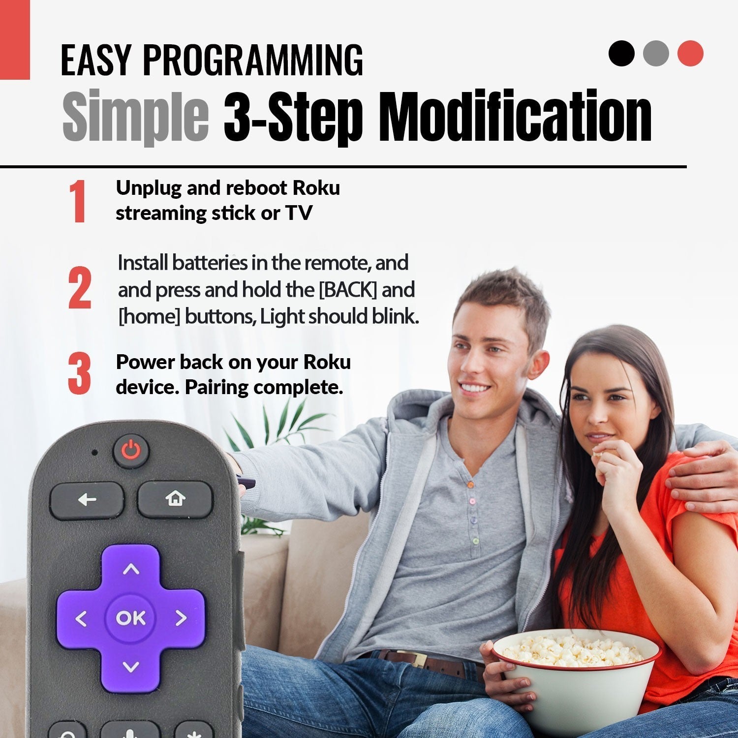 Anderic Substitute for Roku RC-AL4 TV Streaming Remote Control 3226000437 [RCGZ1, NO GAME KEYS / FINDER]